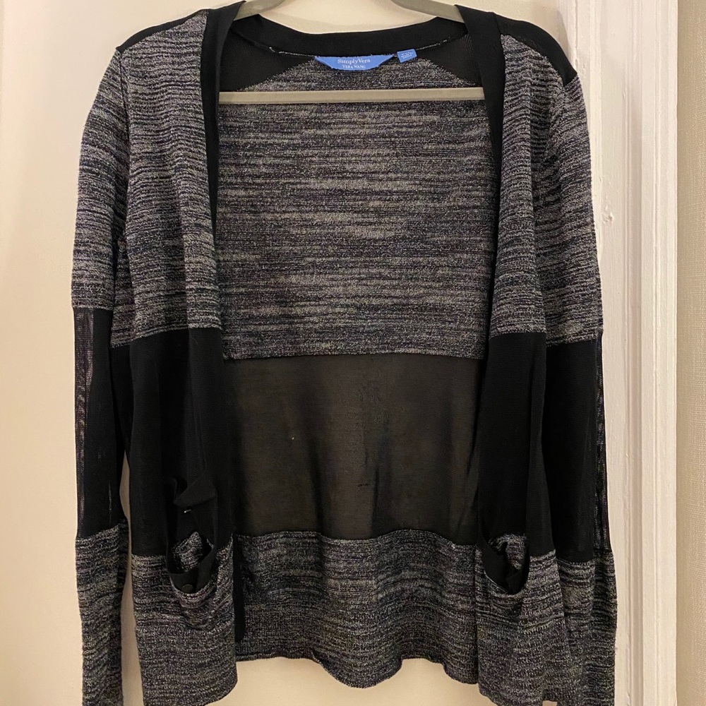 Black and gray cardigan